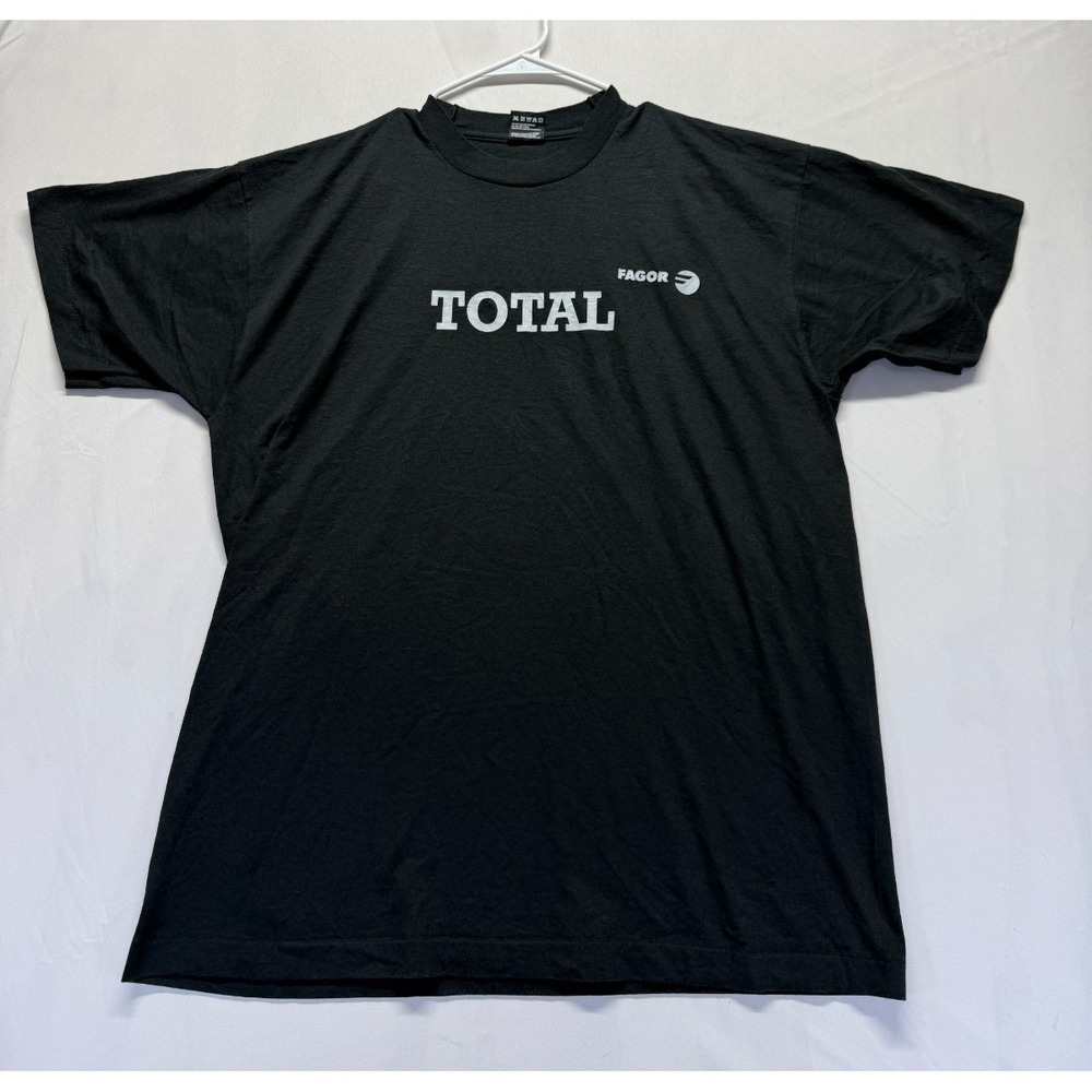VTG Fruit of the Loom T Shirt Mens XL Black Logo Graphic Print Single Stitch Tee
